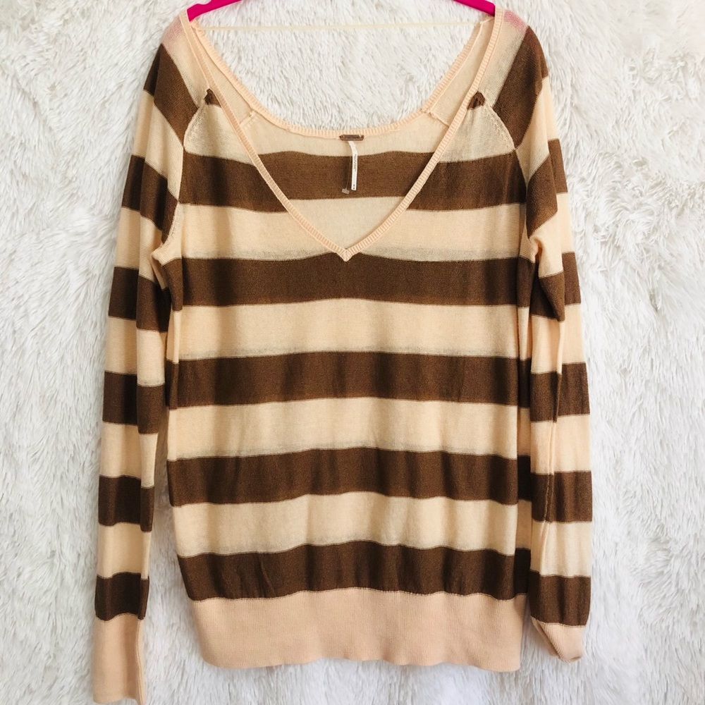 Free People Lightweight Knit v-neck Oversized Sweater M